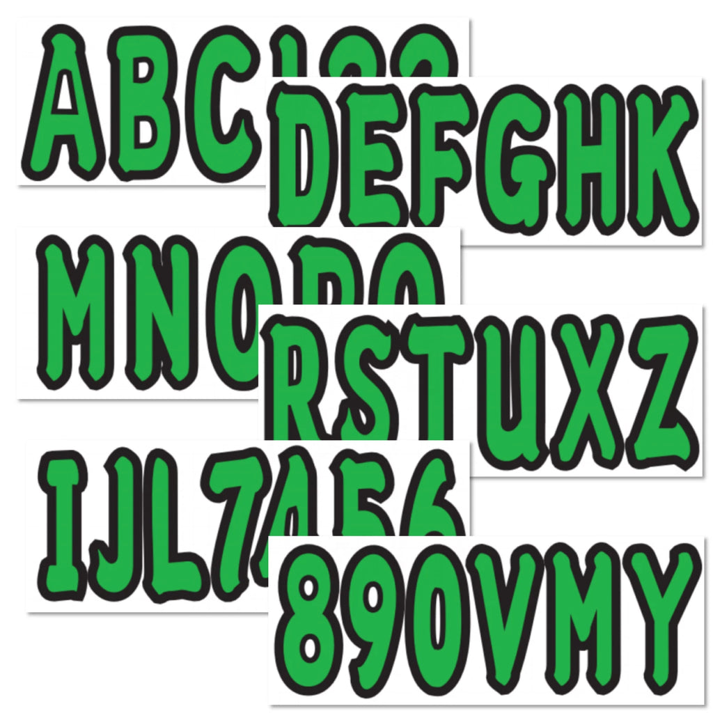 Set of 4 Custom Boat Registration Numbers Decal Stickers A-Z 0-9 Green