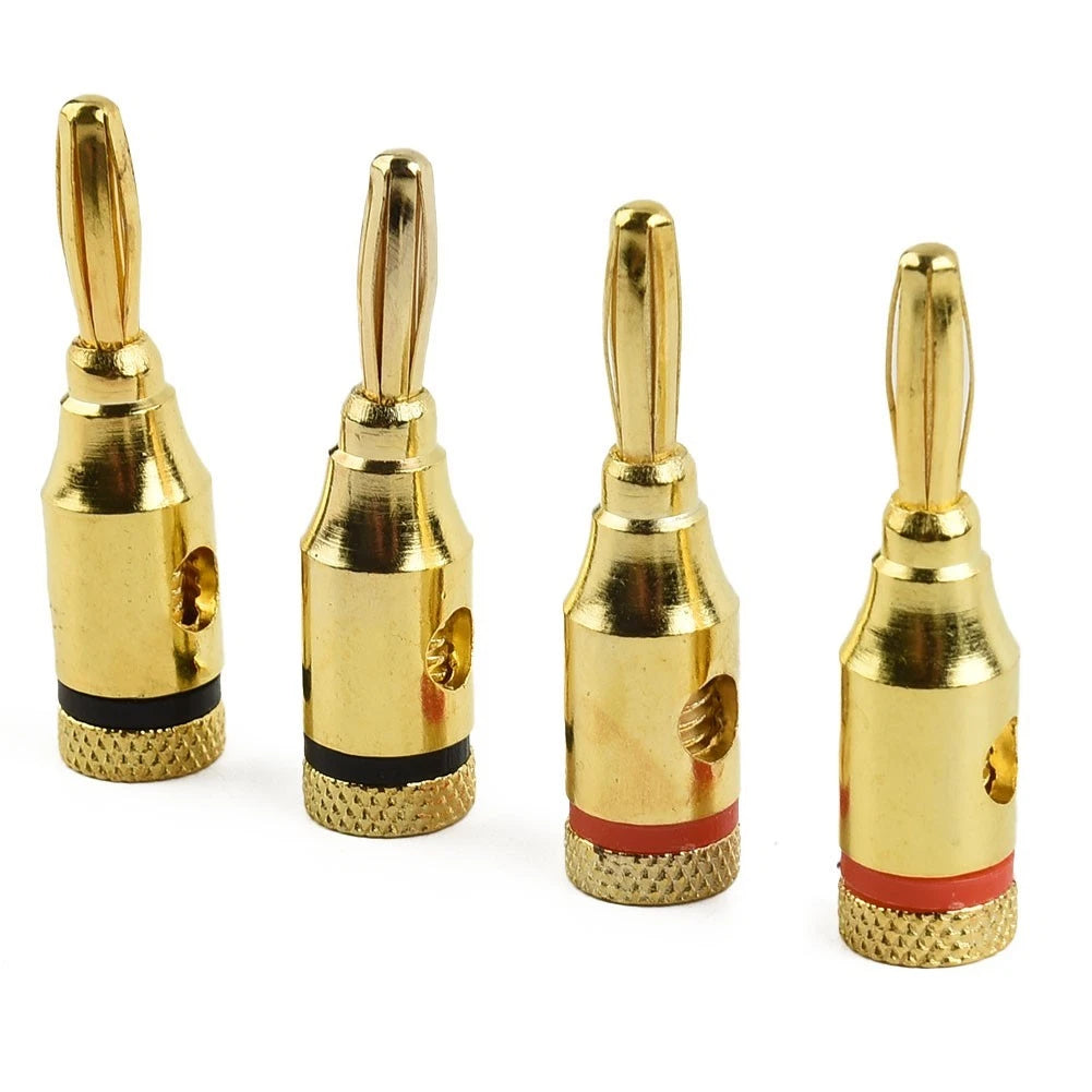 4X Gold Plated 4mm Banana Plugs for Audio Speaker Cable Connector