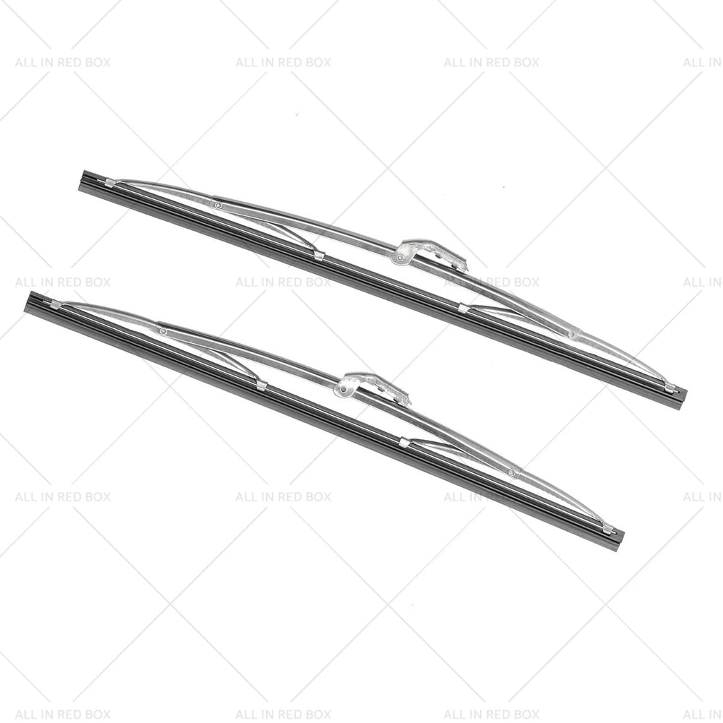 Set of 2 Polished Stainless Steel Wiper Blades for Classic Cars (12")
