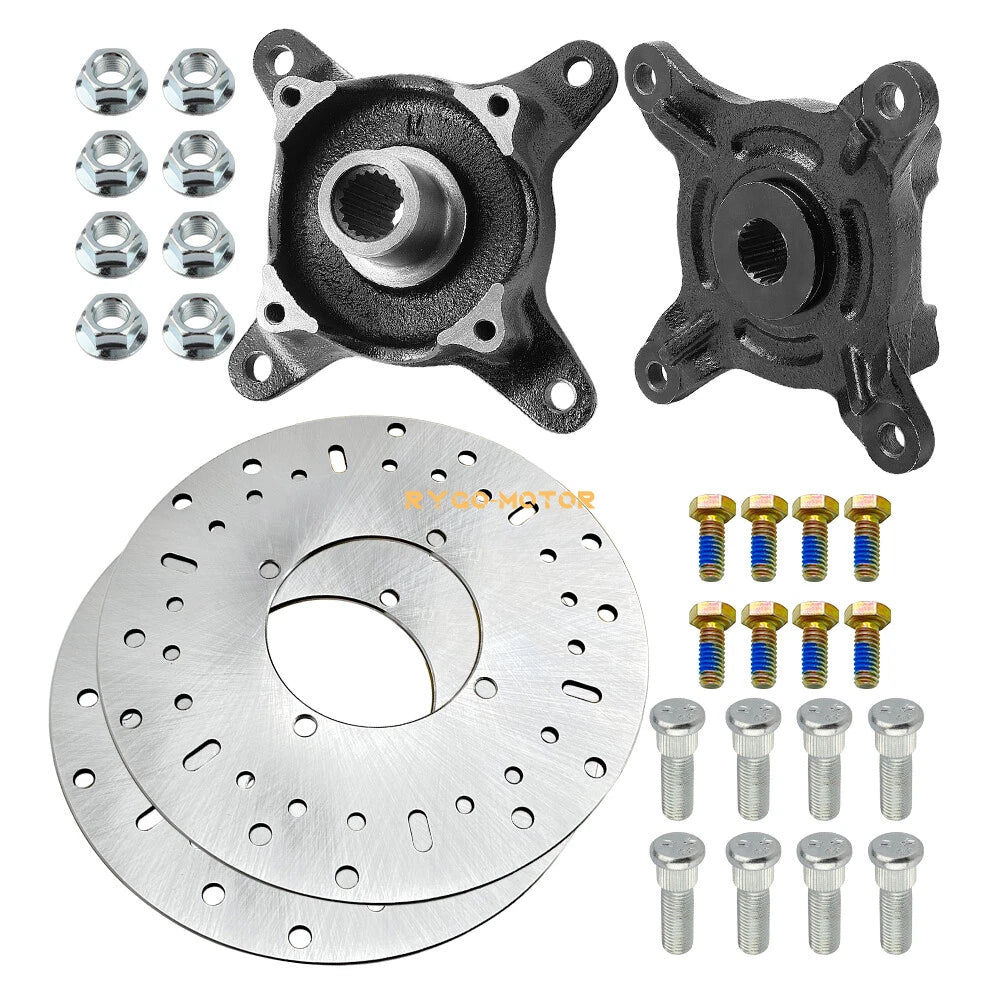 2X Front Wheel Hub Brake Rotor & Studs for Polaris Ranger (2000–2020)