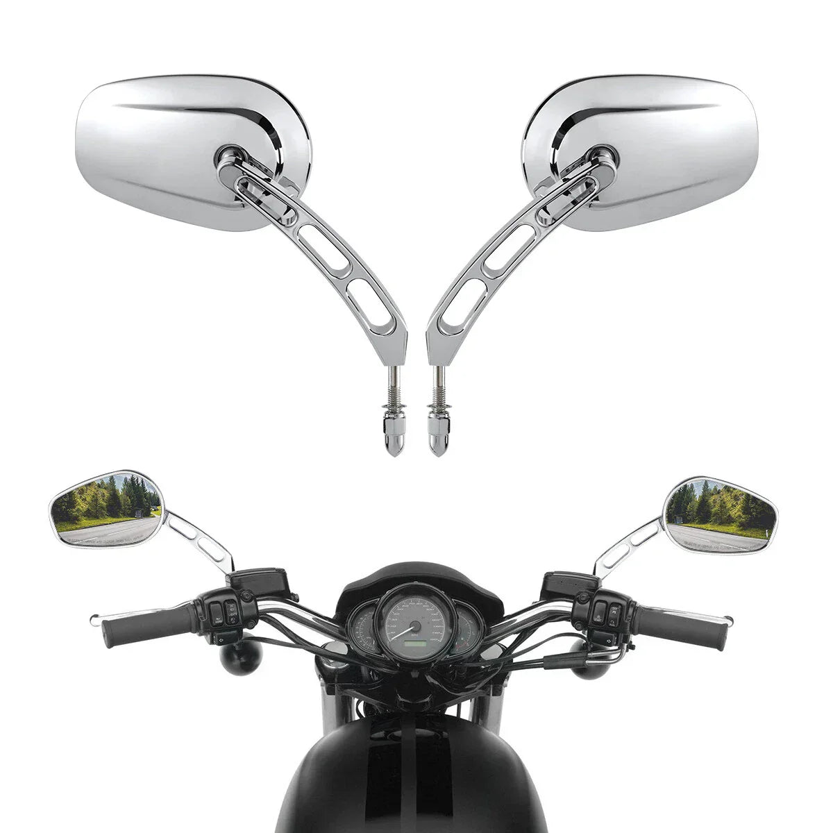 Chrome Rearview Mirrors for Harley CVO Tri Electra Street Glide Freewheeler