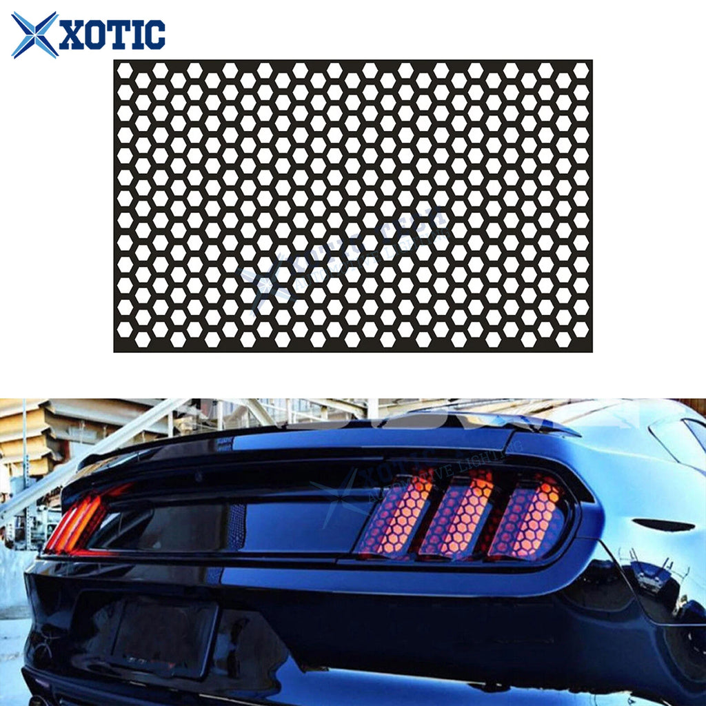 Honeycomb Style Universal Car Tail Light Gloss Black Sticker (48–30cm)