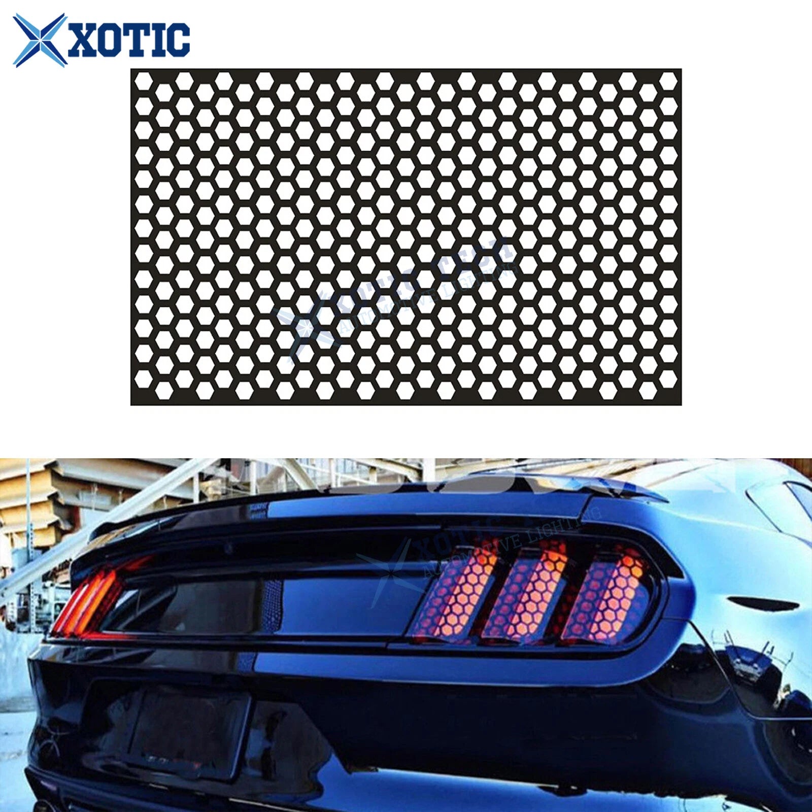 Honeycomb Style Universal Car Tail Light Gloss Black Sticker (48–30cm)