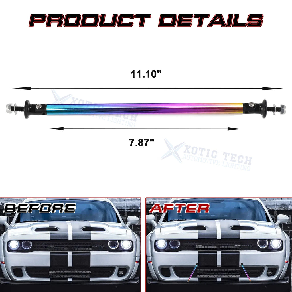 Pair Neo Aluminum Bumper Lip Splitter Diffuser Strut Rod Tie Bars (7.87") for Universal (2011-2024)