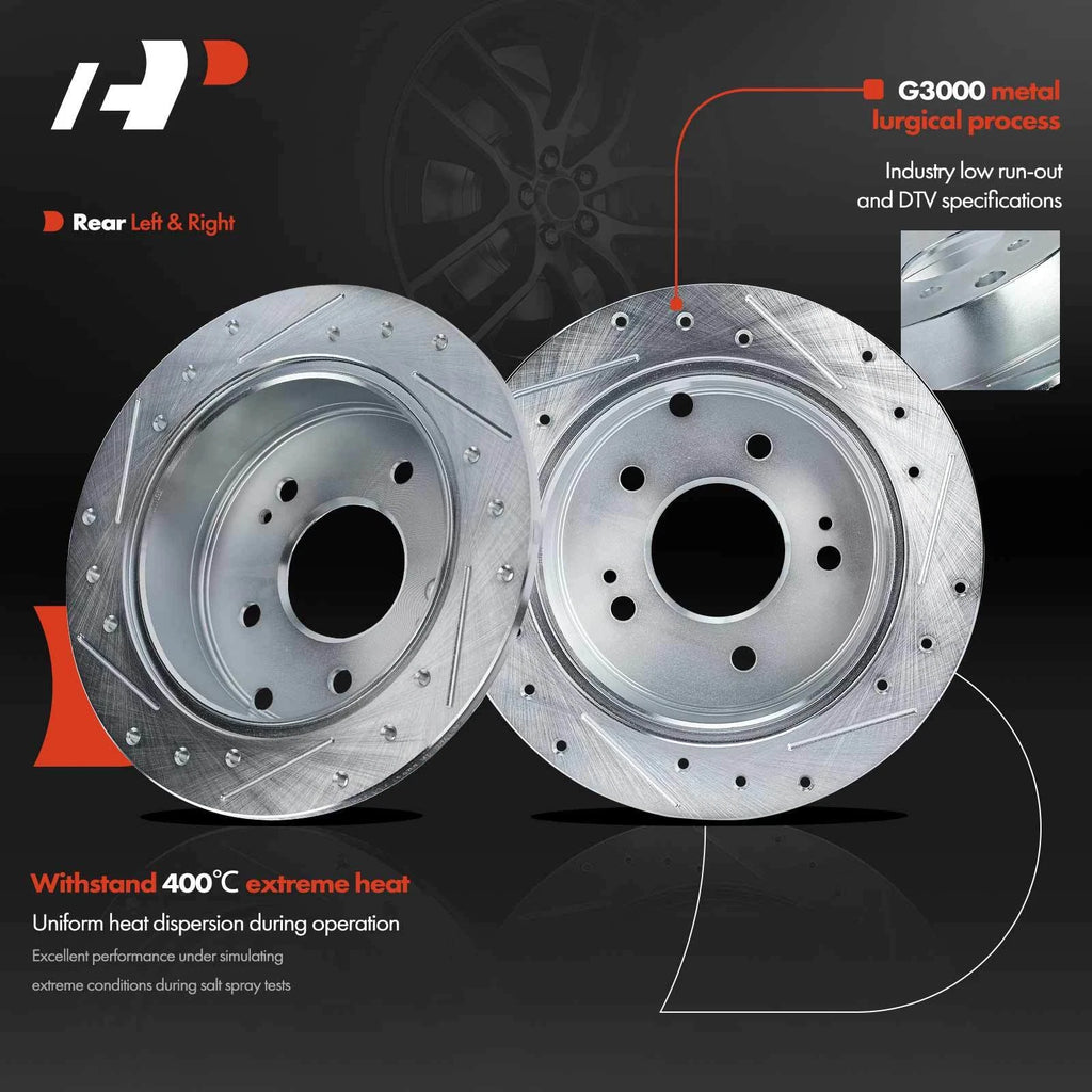 Rear Drilled Brake Rotors & Ceramic Pads for Mitsubishi Eclipse (2006-2012)