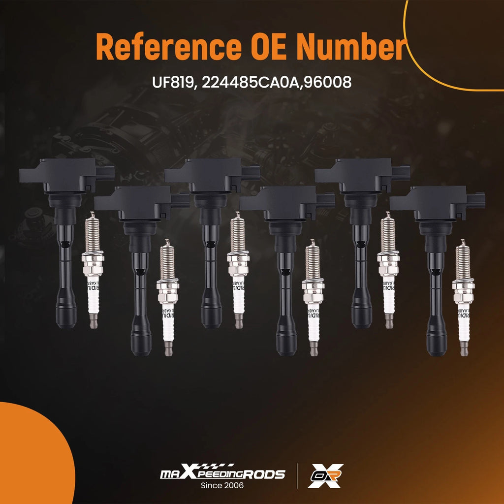 6pcs Ignition Coil & Spark Plugs for Infiniti Q50 Q60 V6 3.0L (2016–2021) UF-819