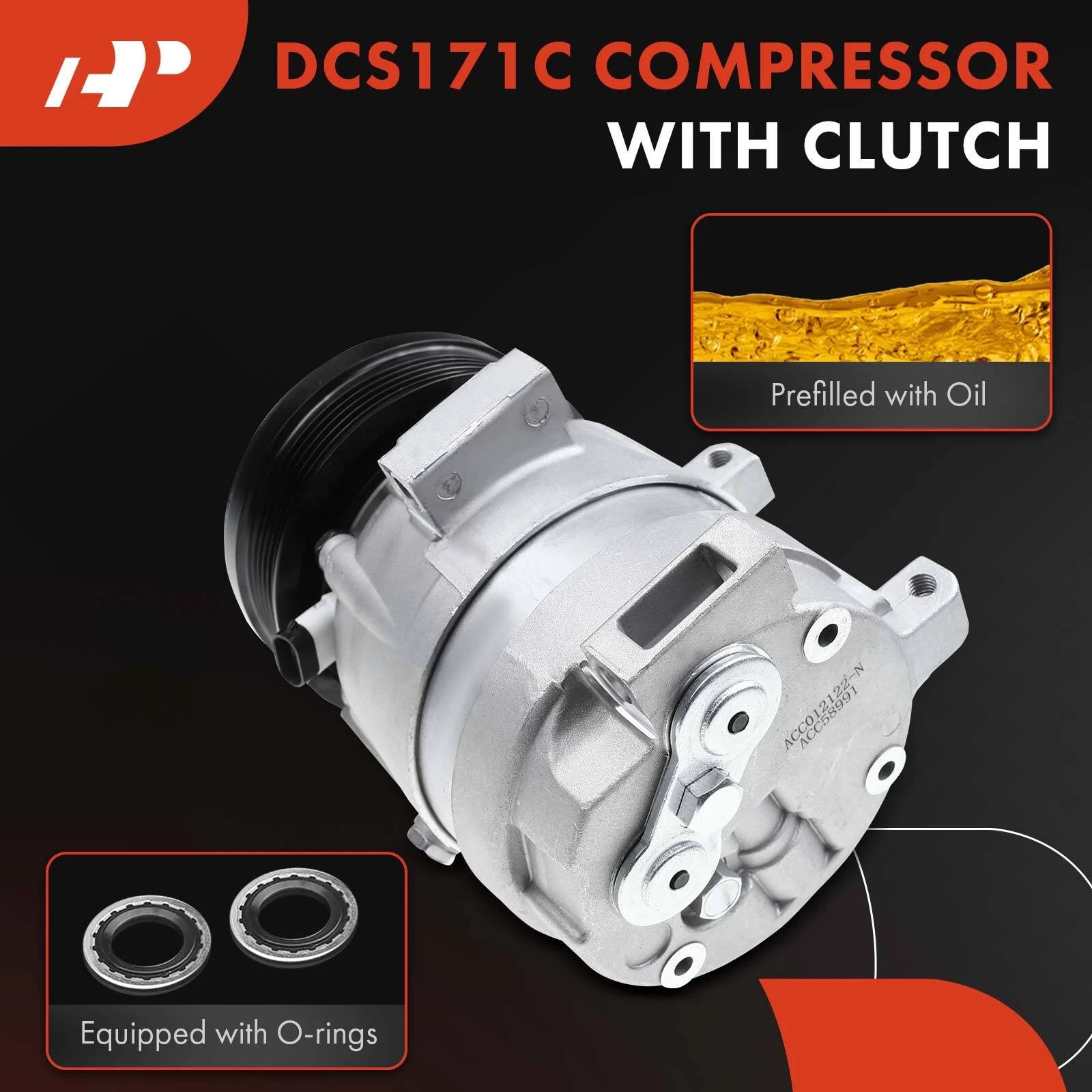 A/C Compressor with Clutch for Chevrolet Malibu (1997–1999) Buick Skylark (1997–1999)