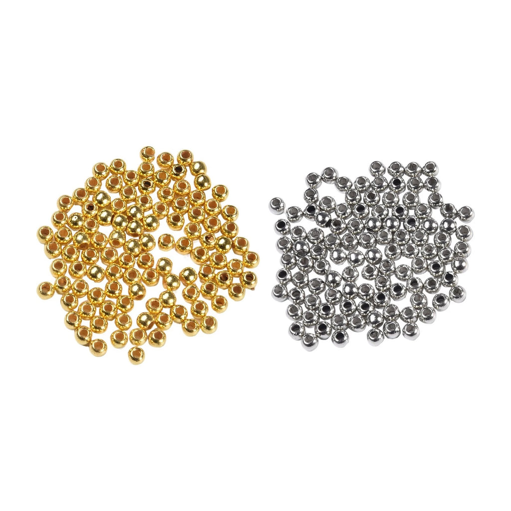 Set of 100 Gold Silver Beads for Fly Tying and Crafts