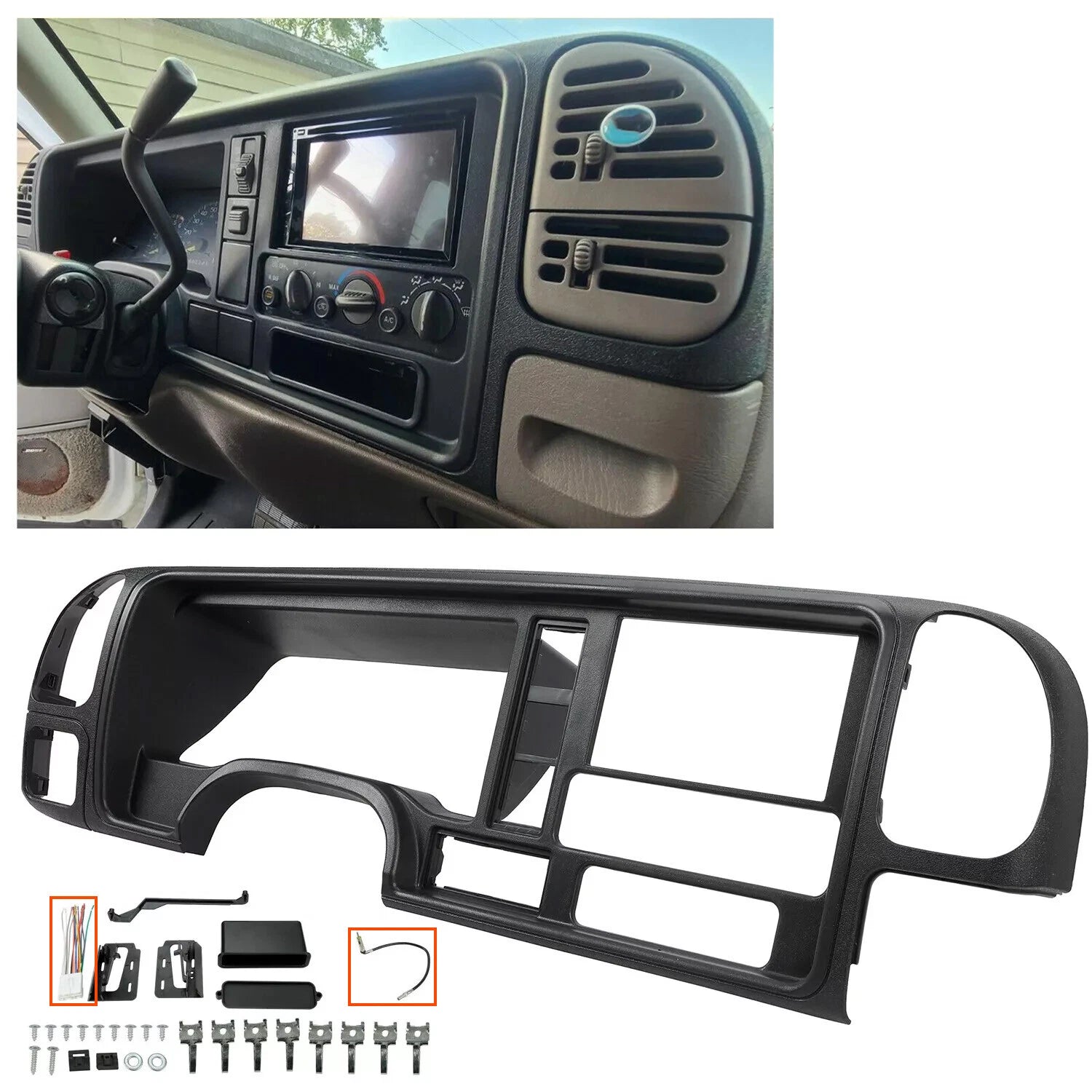 Double Din Dash Kit with Wire Harness for GMC Truck SUV (1995–2002)