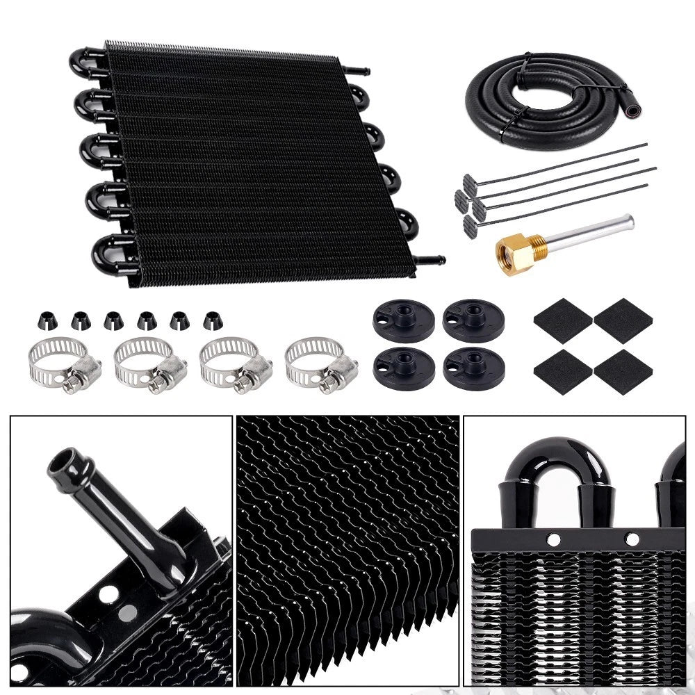 10 Pass Aluminum Engine Oil Cooler Radiator with Hose Mounting Kit