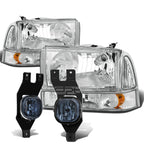 Chrome Amber Headlight & Turn Signal Lamp + Smoked OE Fog Light for SuperDuty (1999–2004)