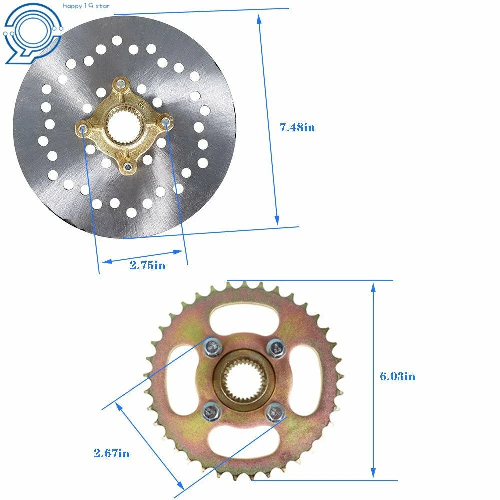 Rear Live Axle Kit Brake Assembly for Go Kart ATV (Fits Various Models)