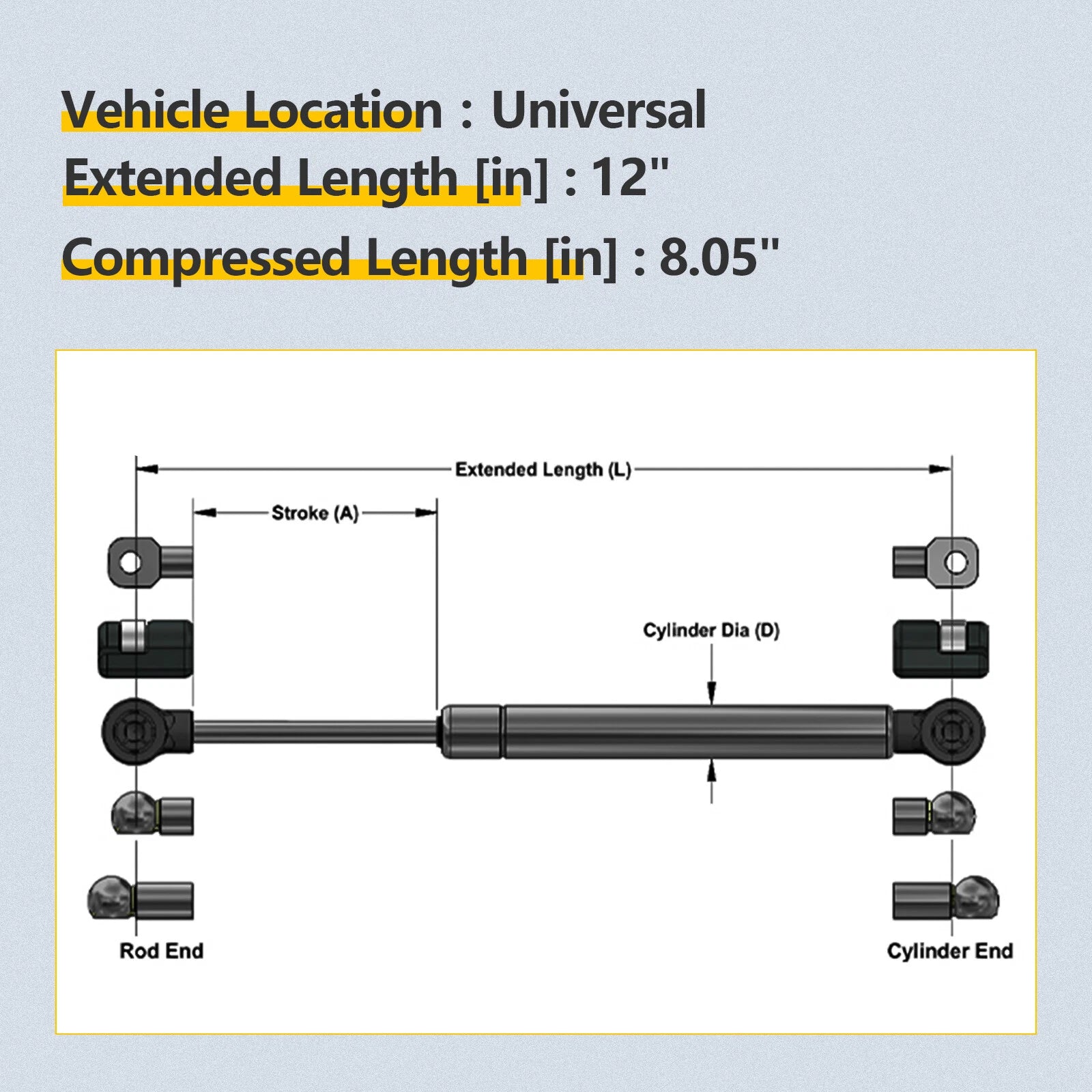 Set of 2 Universal Lift Supports 12" with 10mm Ends