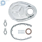 Polished Aluminum Timing Chain Cover Kit for Chevy SB SBC (283–350)