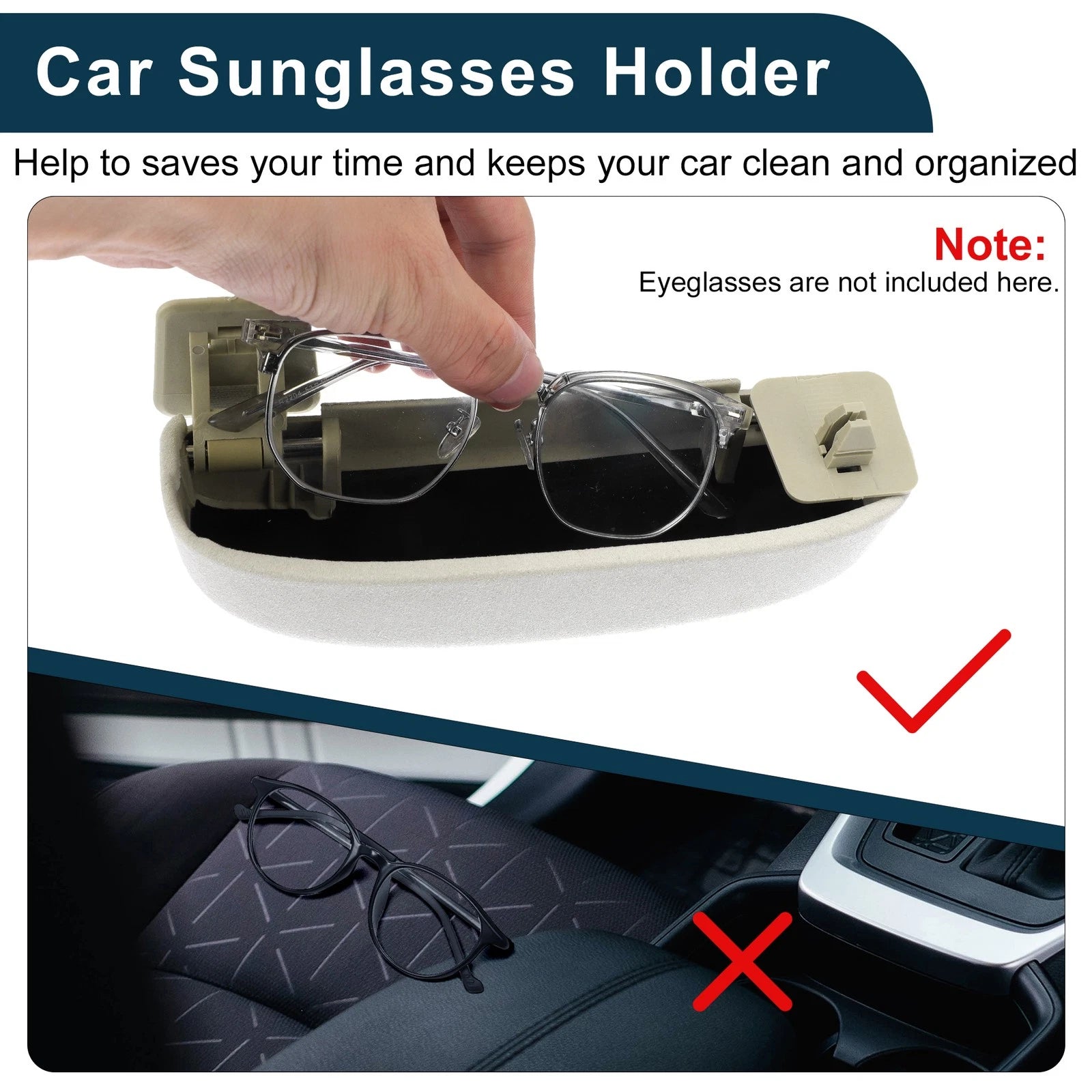Sunglasses Case for BMW X3 (2021–2023) Eyeglasses Holder Suede Beige