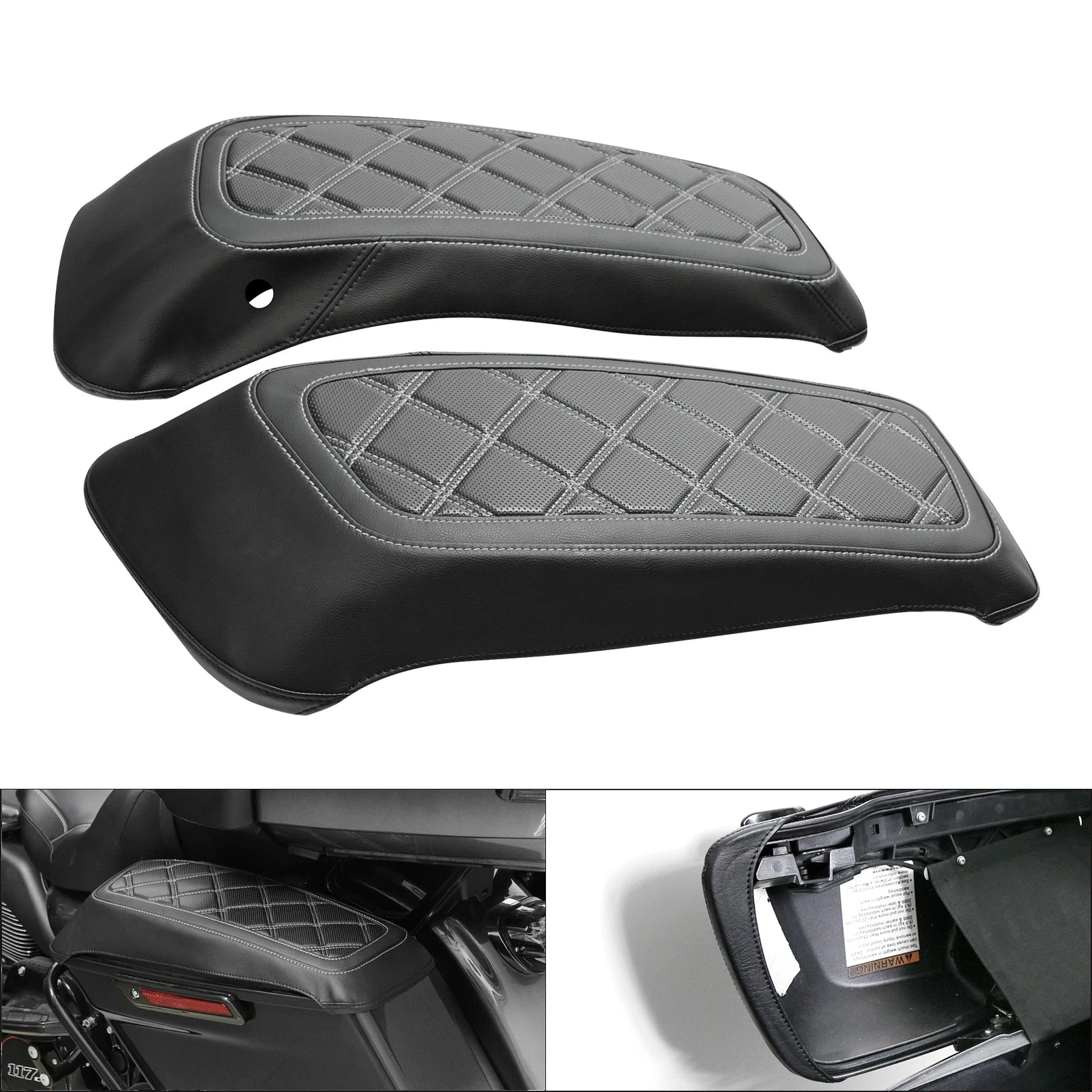 Saddlebag Lids Covers for Harley Touring Road King (2014–2023) Black White