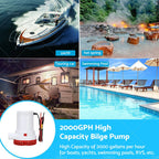 12V 2000 GPH Bilge Water Pump for Boat Marine (2002–2019)