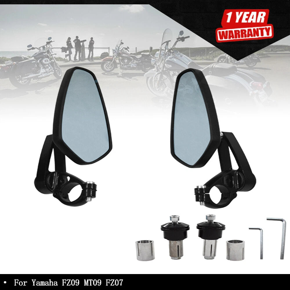 7/8" Handle Bar End Rearview Side Mirrors for Yamaha Honda (Universal)