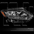 LED DRL Headlight Lamp for Nissan Rogue (2014–2016) - Right Side, Black Amber