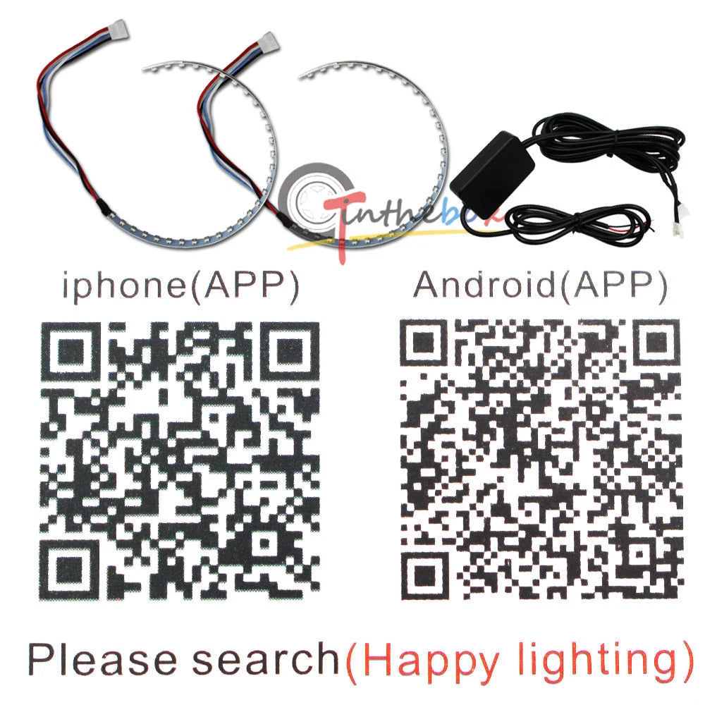 RGB LED Demon Eye Halo Ring Headlight Projector for Universal Fit (2010–2023)