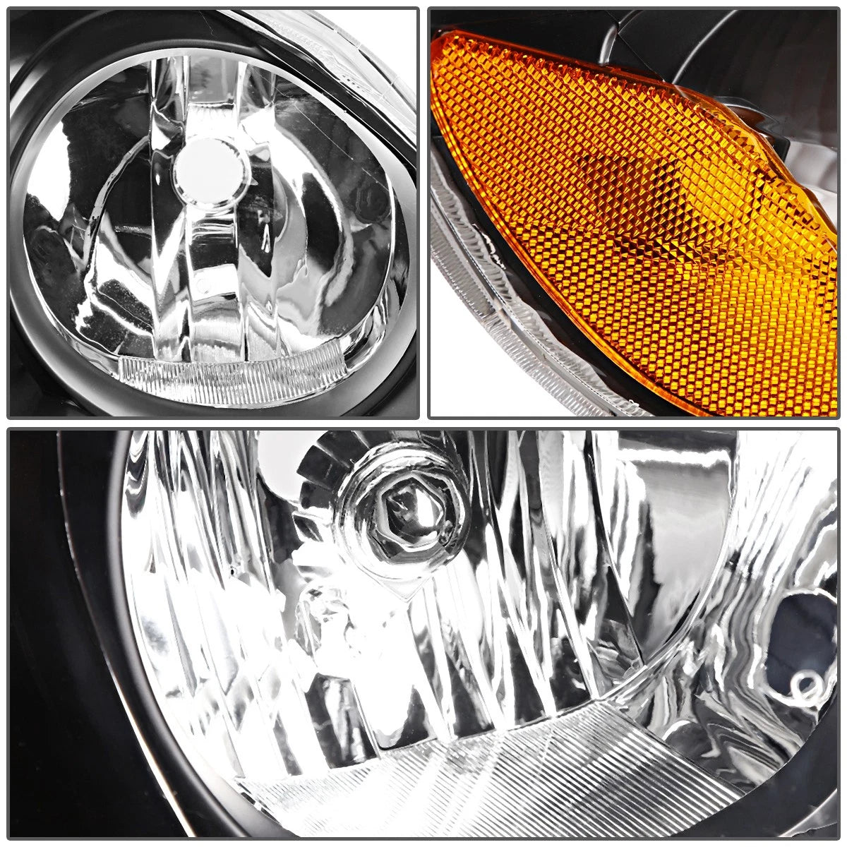 Pair of Black Housing Amber Side Headlights for Toyota Corolla (2003–2008)
