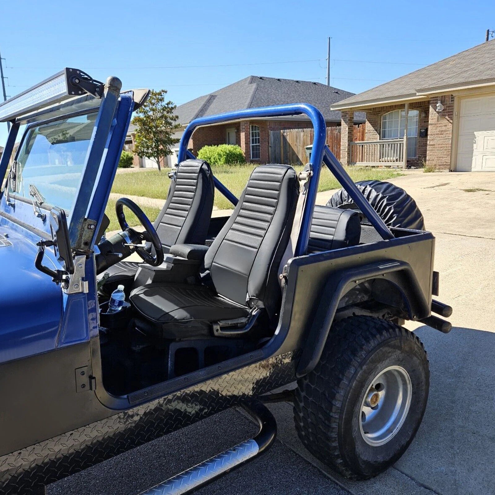Set of 2 Black Front & Rear Seat Covers for Jeep Wrangler YJ (1987–1995) / CJ7 CJ8 (1976–1986)