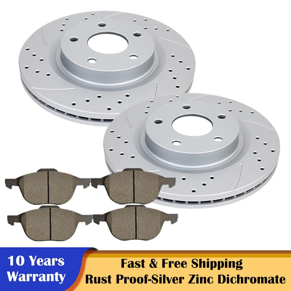 Set of 4 Front Brake Rotors and Ceramic Pads for Ford C-Max (2013–2019)