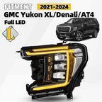 Full LED Black Trim Headlight for GMC Yukon XL Denali AT4 (2021–2024)