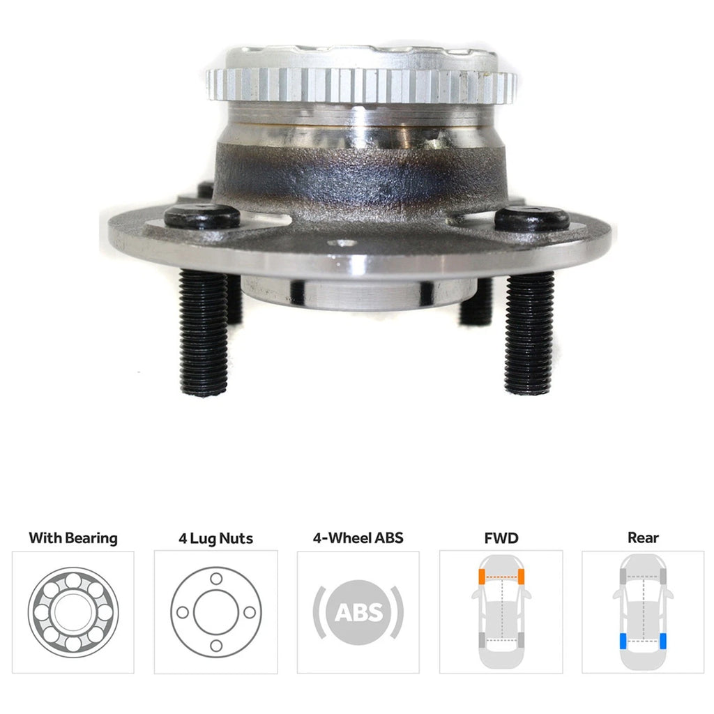 Wheel Hubs for Hyundai Elantra (2001–2006) Rear LH RH 4 Lug 4-Wheel ABS