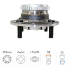 Wheel Hubs for Hyundai Elantra (2001–2006) Rear LH RH 4 Lug 4-Wheel ABS