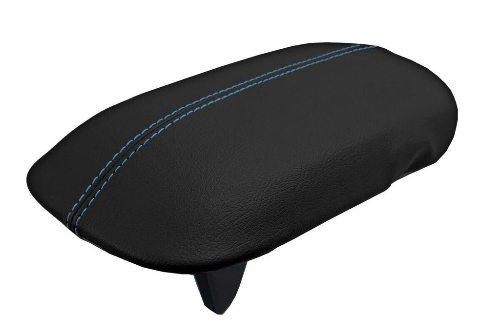 Console Lid Pull Over Cover Leather for Ford Mustang (2015–2020) Blue Stitch