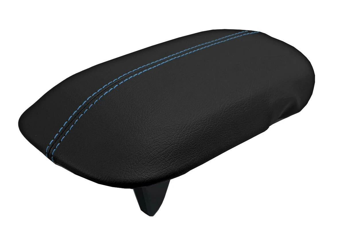 Console Lid Pull Over Cover Leather for Ford Mustang (2015–2020) Blue Stitch