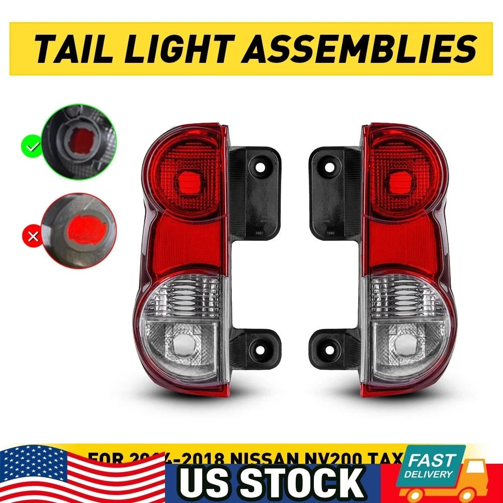 Pair Tail Lights for Nissan NV200 (2013–2017) Red Clear Lens
