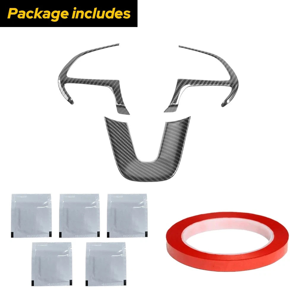 Set of 2 Steering Wheel Cover Trim for Dodge Charger (2015–2023) Carbon Fiber