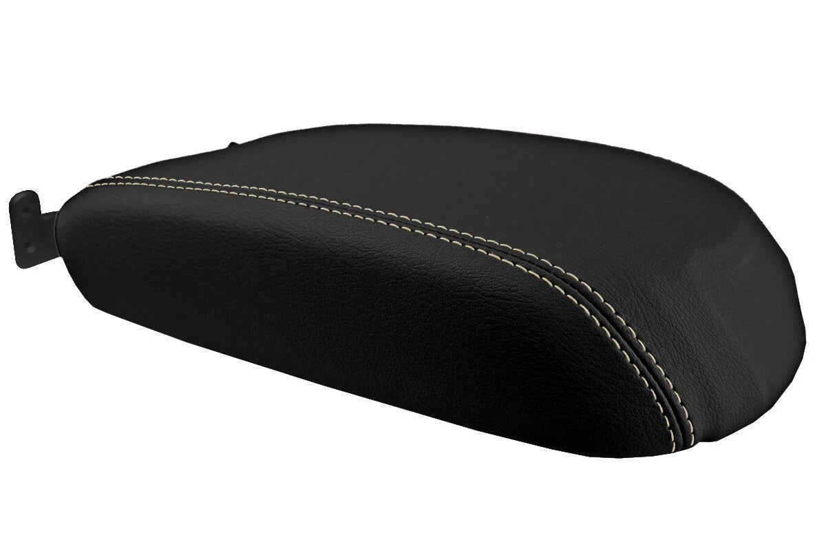 Leather Console Lid Armrest Cover for Ford Taurus (2010–2019) Beige Stitch