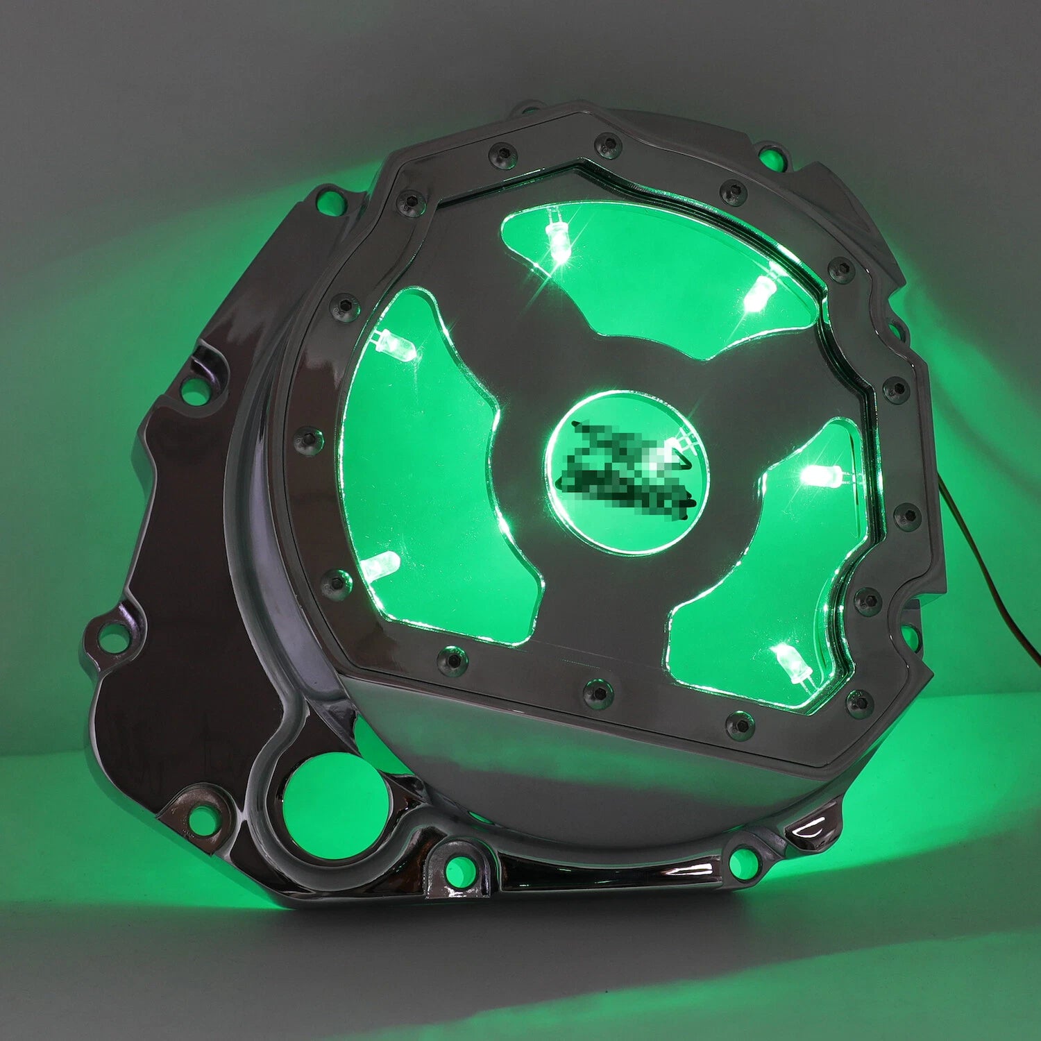 Green LED Chrome Engine Clutch Cover for Suzuki GSXR 600 750 1000 (2001–2005)