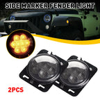 LED Side Marker Fender Lights for Jeep Wrangler JK (2007–2018) Amber Smoked