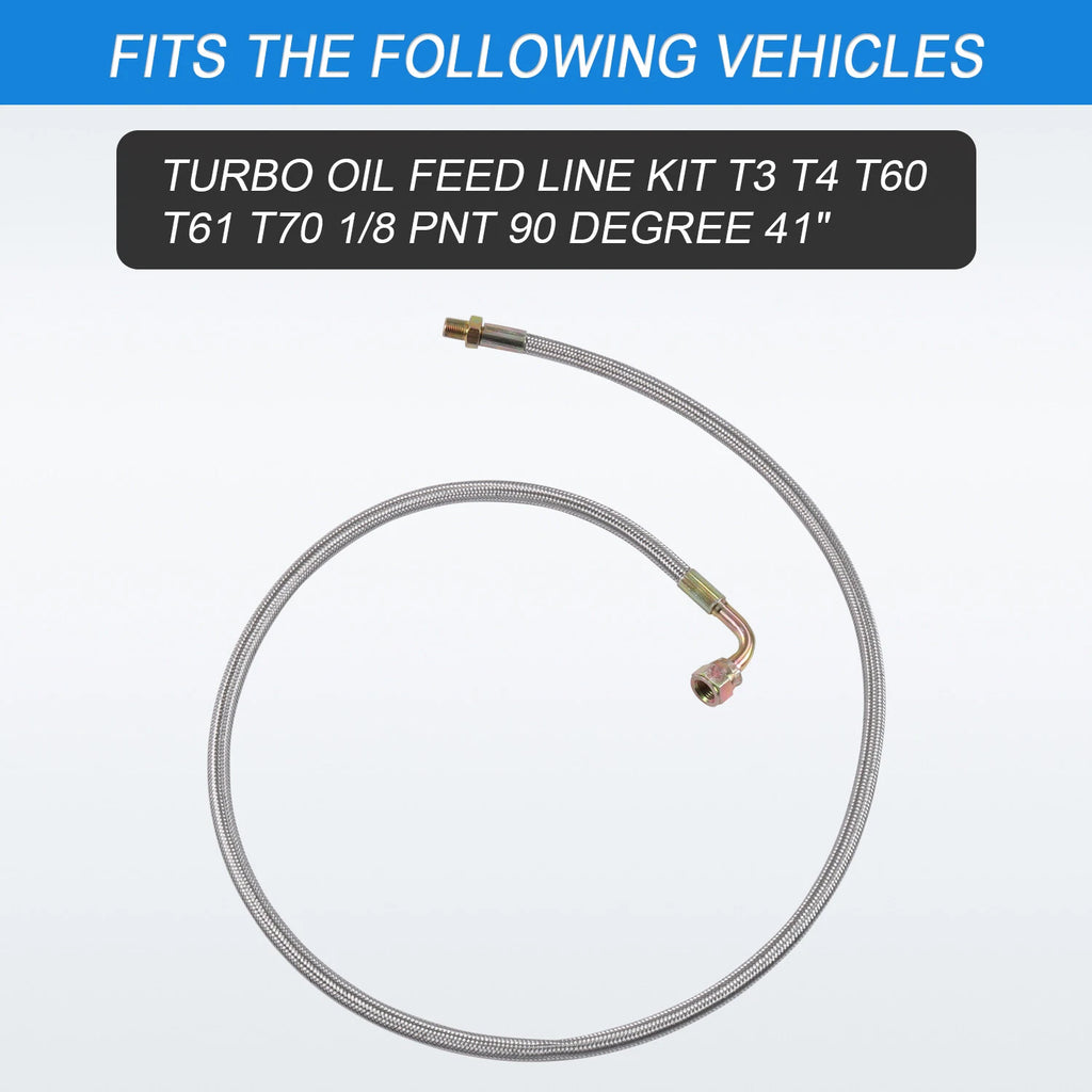 Turbo Oil Feed and Return Line Kit for T3 T4 T60 T61 (1/8 PNT, 90 Degree)
