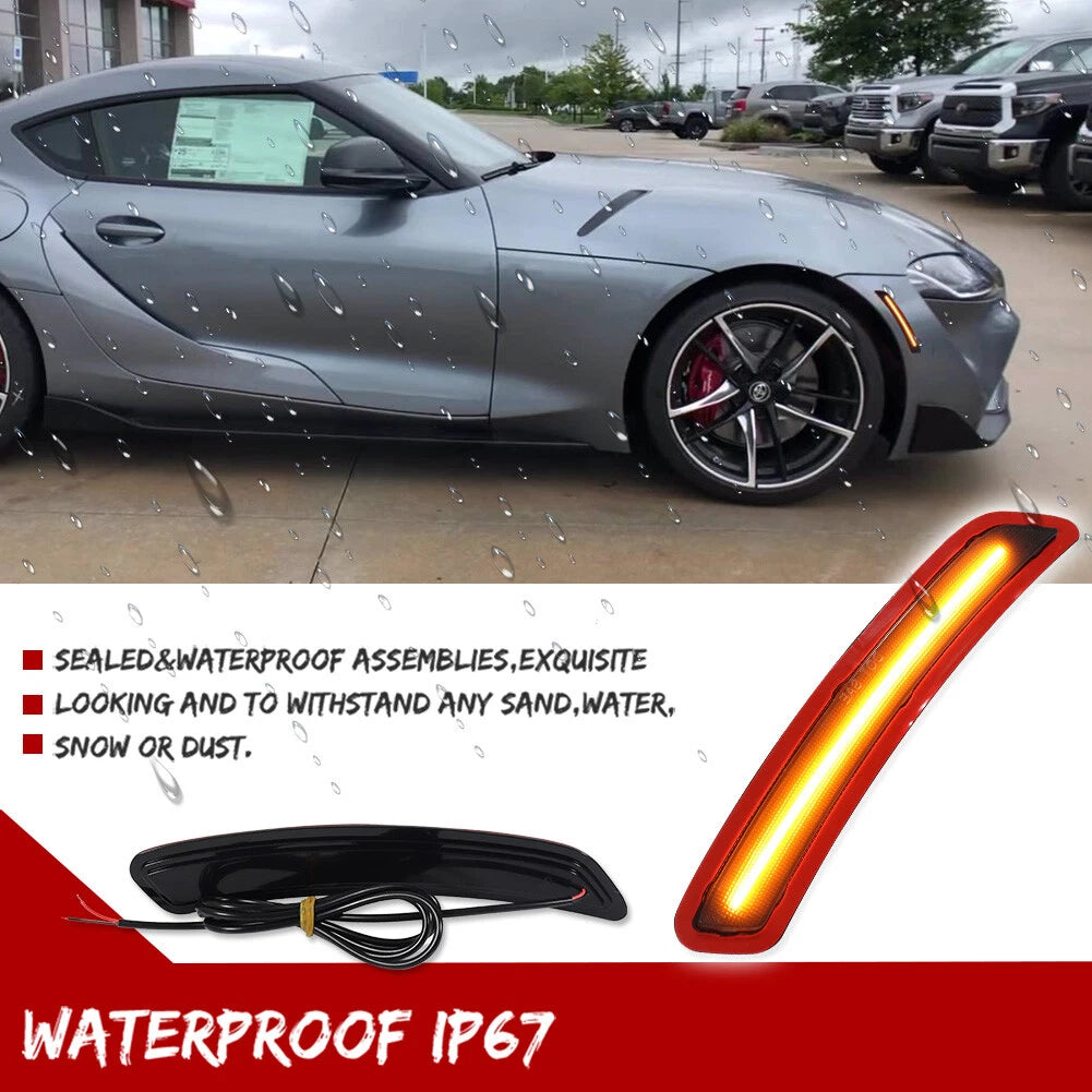 2X Smoke Amber LED Side Marker Lights for Toyota GR Supra (2020–2024)