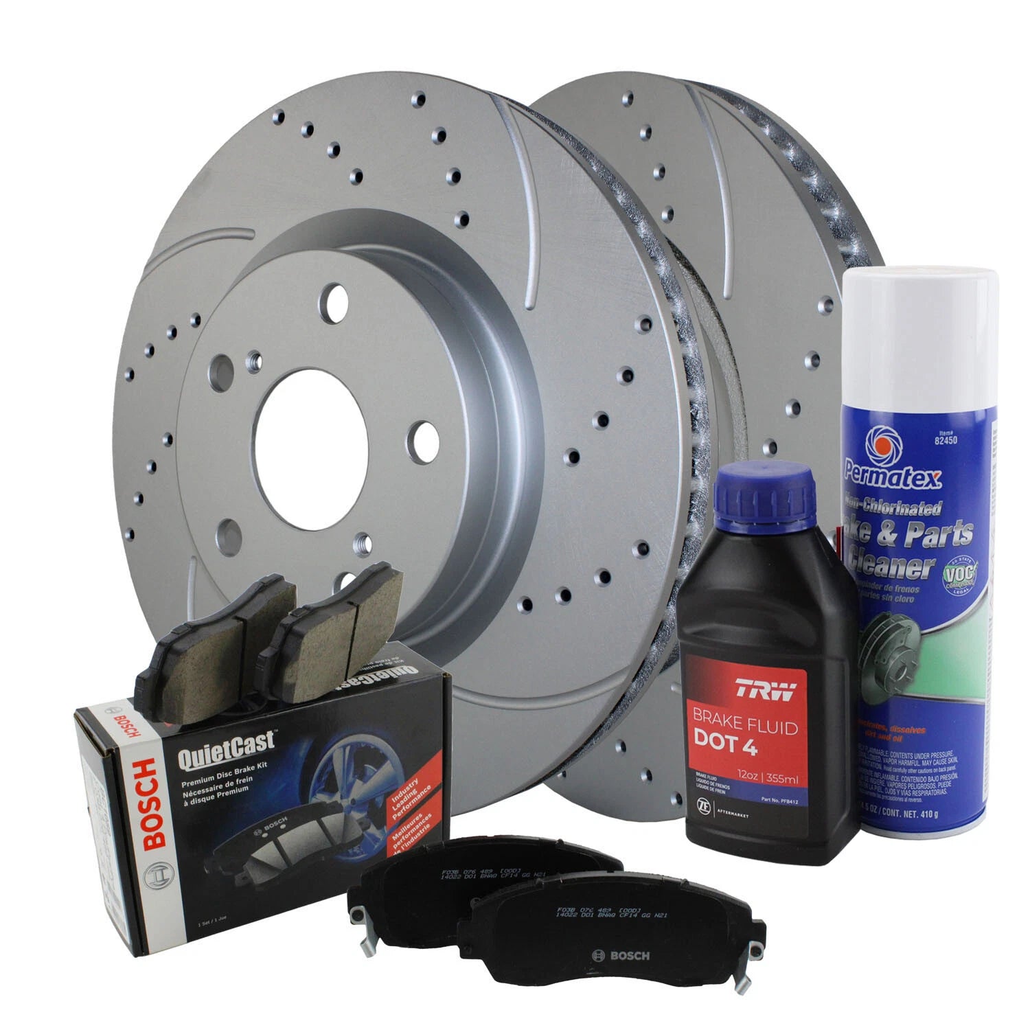 Front Brake Kit 296mm Drilled Rotors & Bosch Pads for ES350 Avalon Camry (2007–2019)