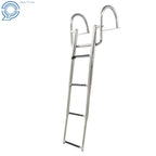 4-Step Stainless Steel Pontoon Boat Ladder with Pedal Hand Railing