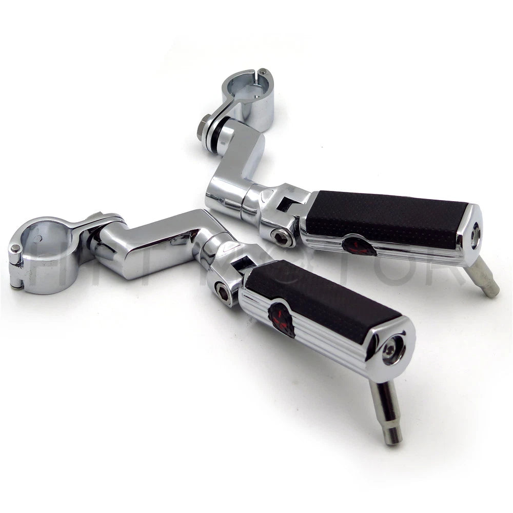 2X Aluminum Front Foot Pegs Kit for Motorcycle (1.5" Engine Guard Bar)