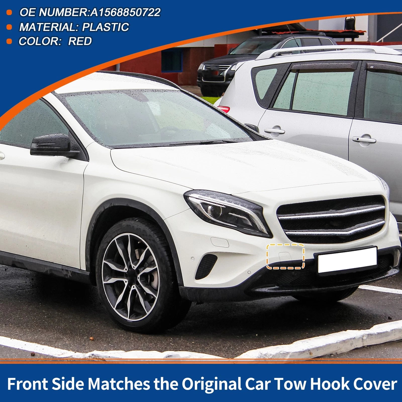 Tow Hook Cover for Mercedes-Benz GLA X156 (2014–2020) No.A1568850722 Red