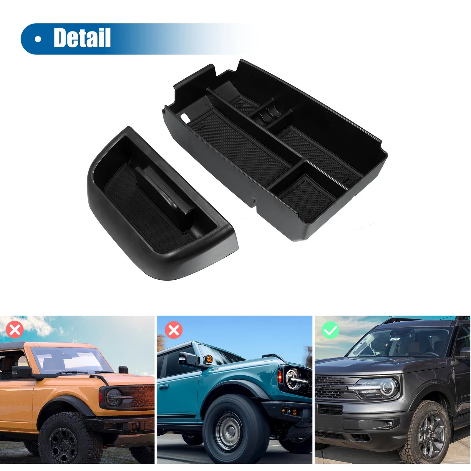 2X Dashboard Organizer Insert Tray for Ford Bronco Sport (2021–2023)