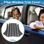 Set of 6 Door Pillar Window Trim for Ford Focus (2008–2011) Carbon Fiber