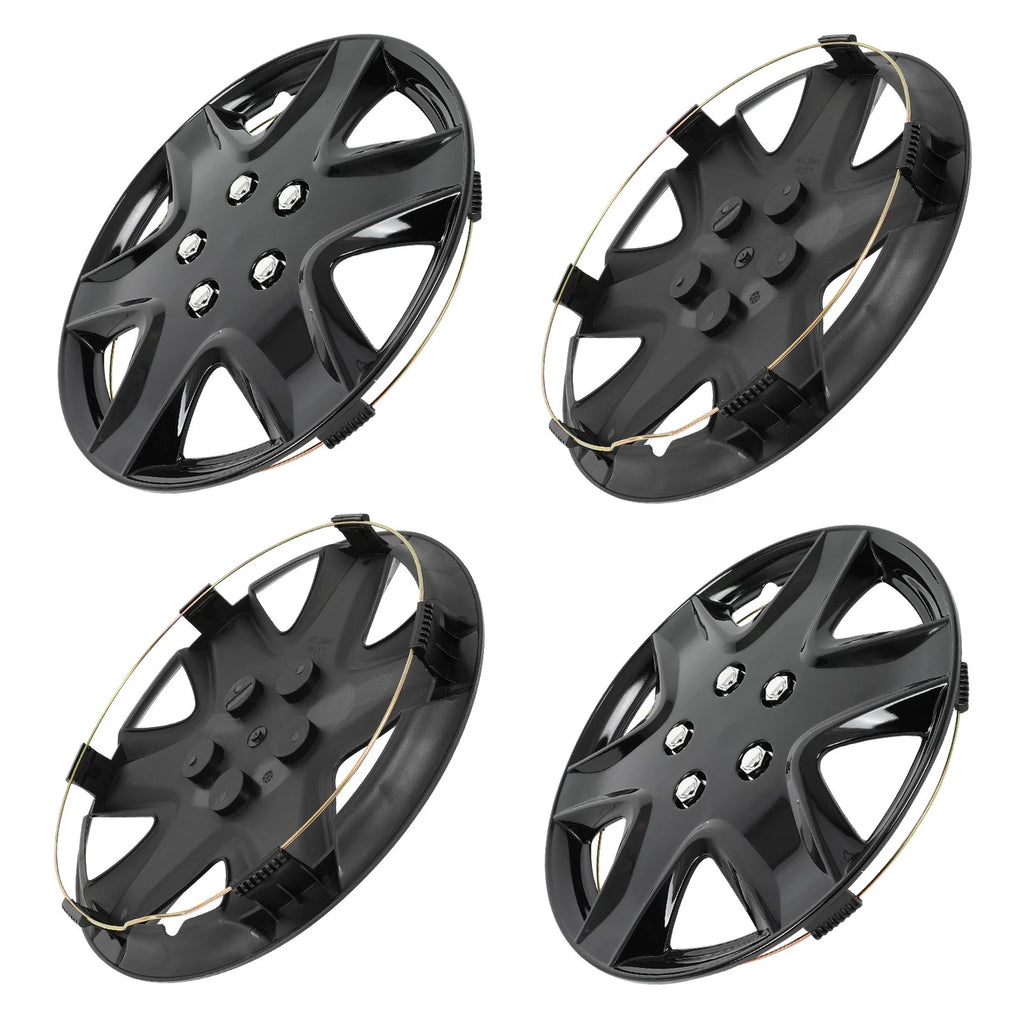 Set of 4 Black Wheel Hub Caps for R15 Tire 4 Lug Wheel