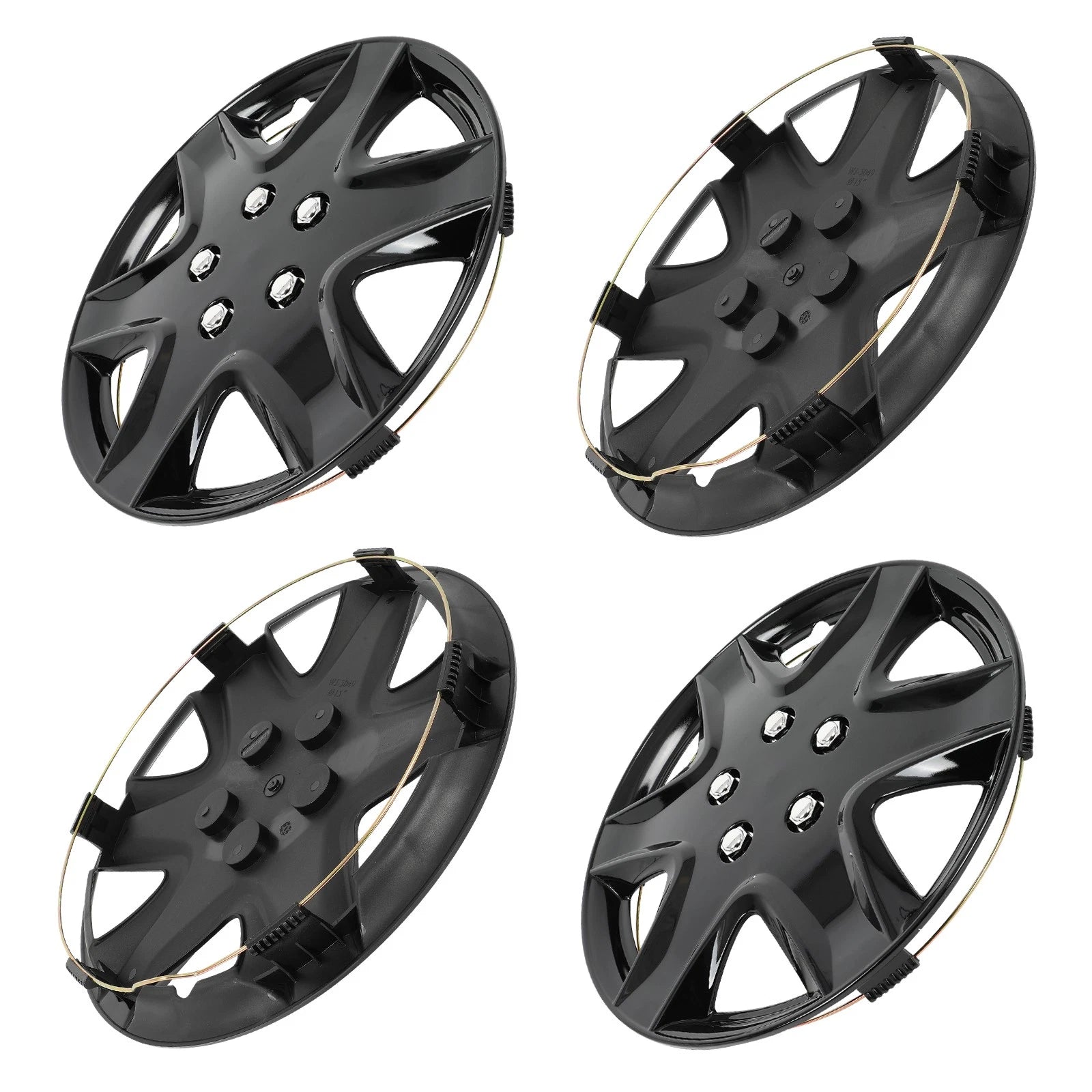 Set of 4 Black Wheel Hub Caps for R15 Tire 4 Lug Wheel