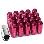 20Pcs Aluminum Pink Closed End Lug Nuts + Adapter M12X1.5 for JDM Vehicles