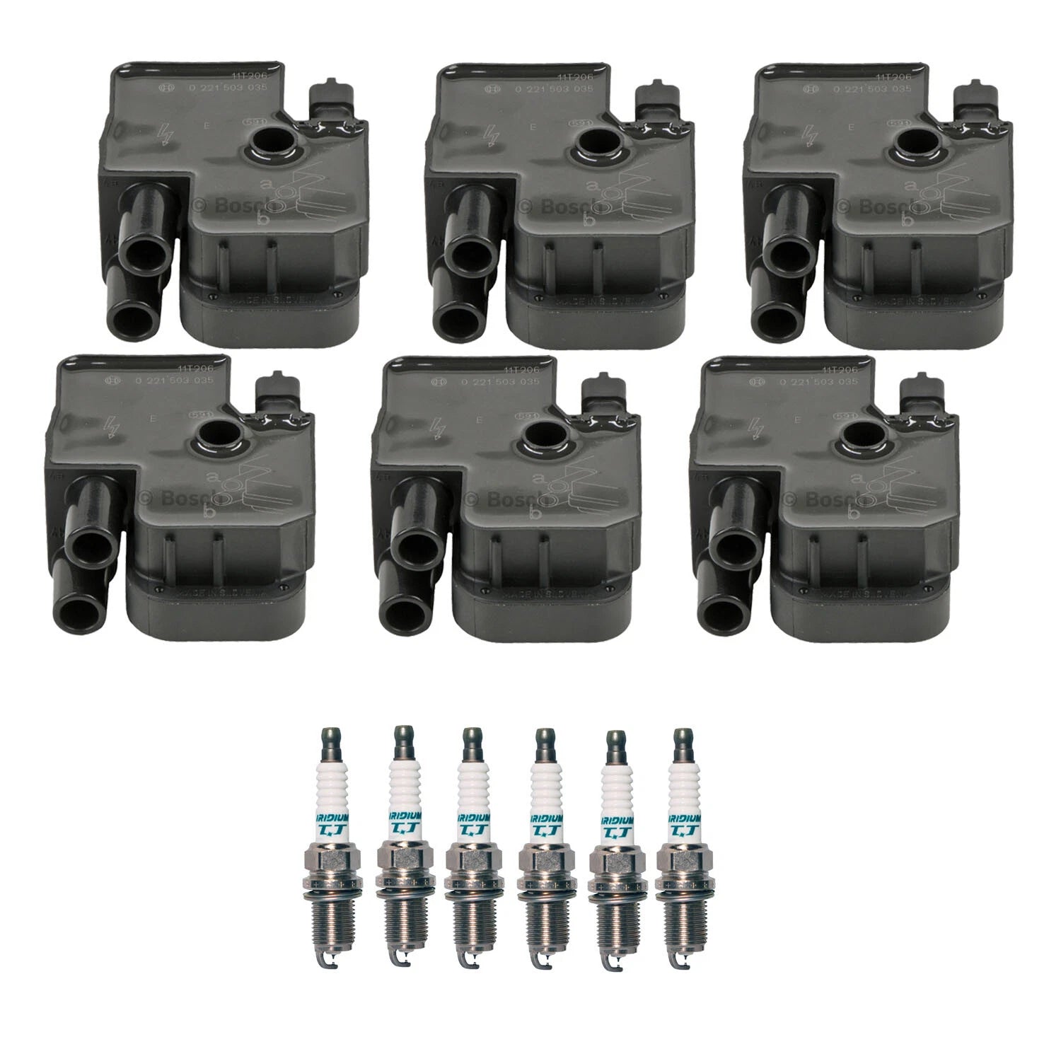 Set of 6 Ignition Coils & Iridium TT Spark Plugs for Acura RL, Audi A6, Honda Accord, Infiniti I30 V6