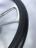 14 Inch Polished Billet 5 Hole Steering Wheel for Black Vinyl Half Wrap